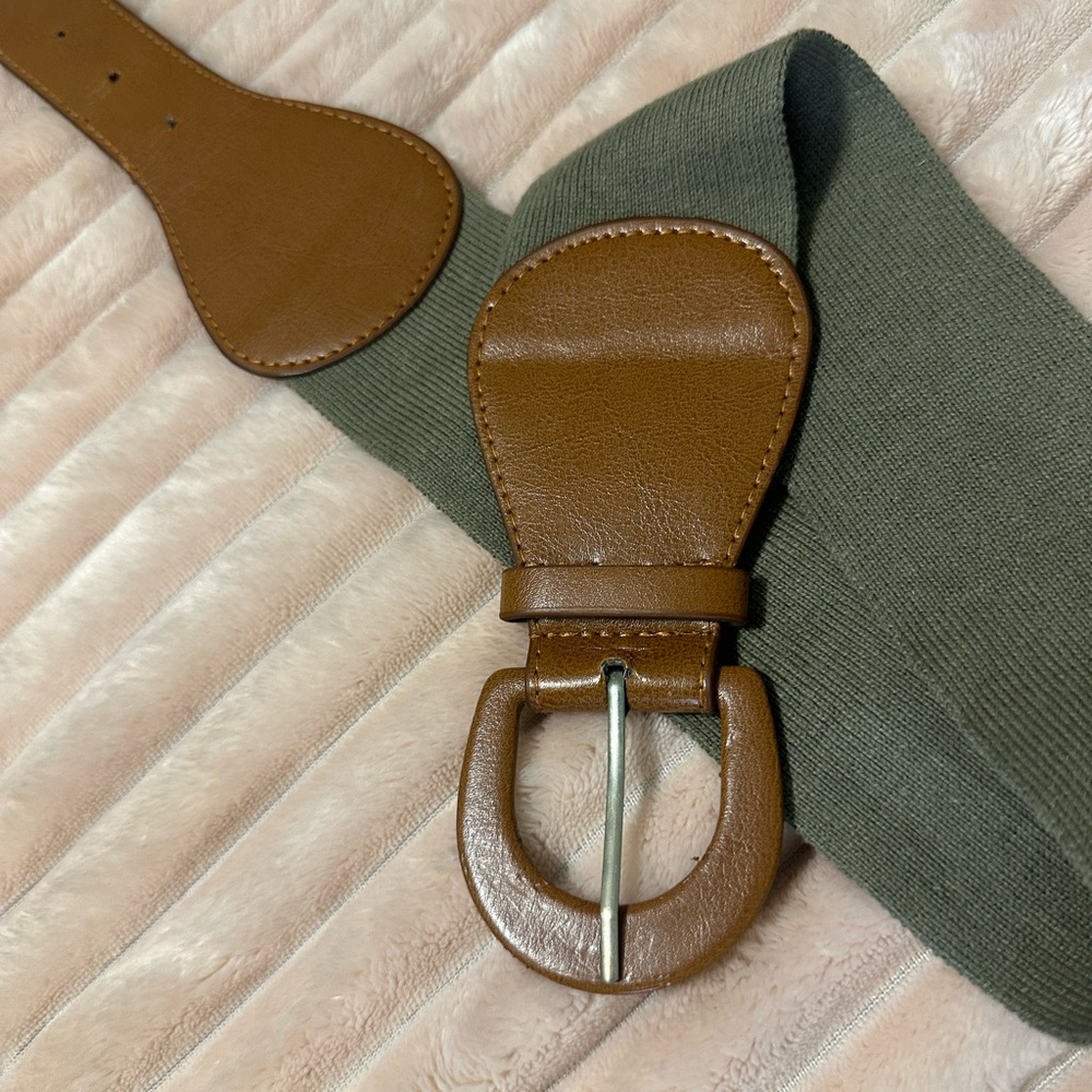Brown Leather Elastic Around Waist Belt
